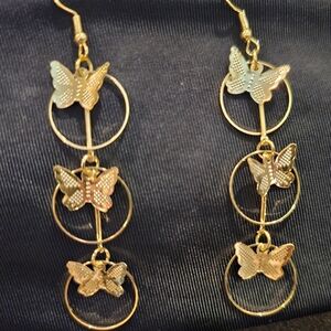 Gold plated Dainty Butterfly long lightweight earring party wear earring
